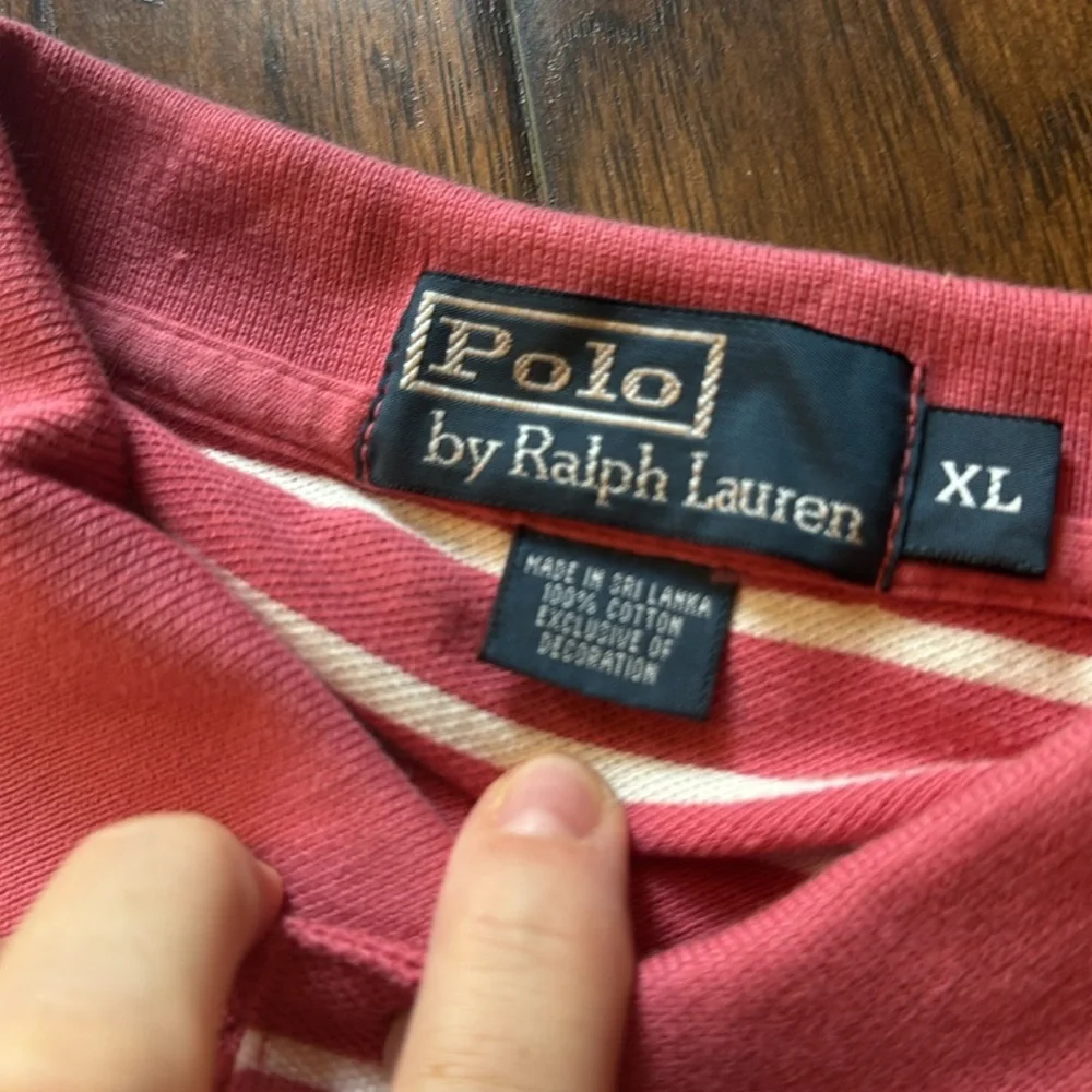 Two Ralph Lauren Polos, Black and Pink stripe, both size XL